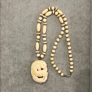 Vintage Carved Beaded Necklace